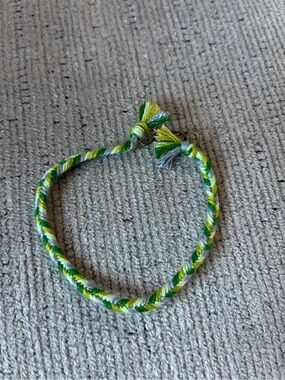 Handmade Green Braided Bracelet - Multicolor Accent